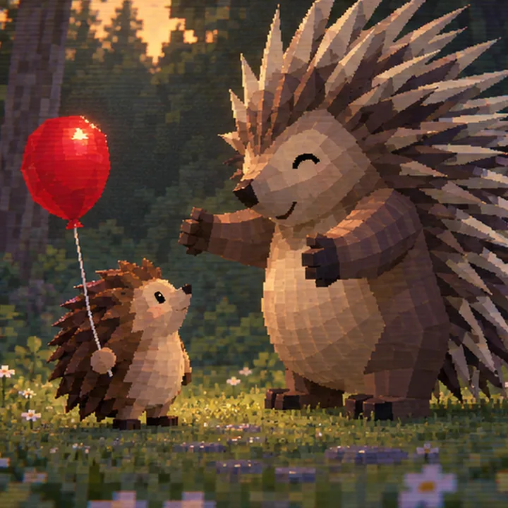 Hedge beside a porcupine opening its arms